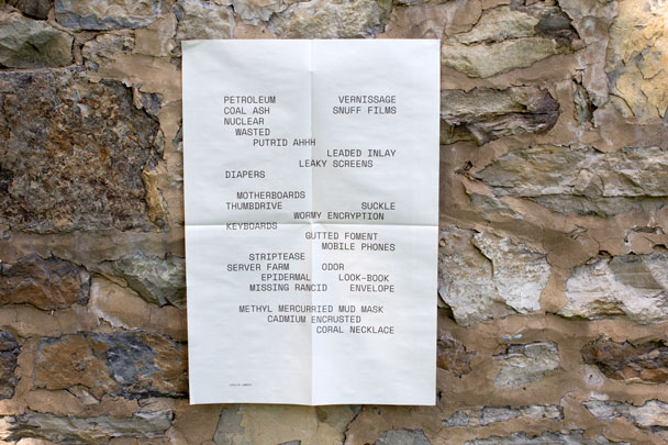 Broadsheet, text side, Performance for a Permeable Body by Carolyn Lambert and David Court